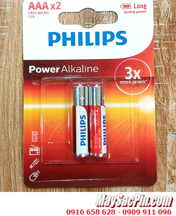 Philips LR03P2B/97, AM4; Pin AAA 1.5v Philips Power Alkaline LR03P2B/97 chính hãng _ Vỉ 2viên